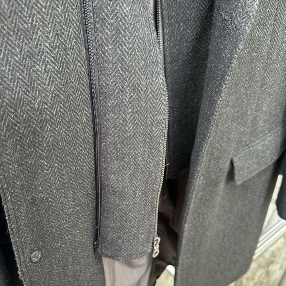 Joseph‎ Abboud Men’s Long Wool Peacoat Dress Coat (Charcoal Herringbone) (NWOT) - Picture 4 of 11